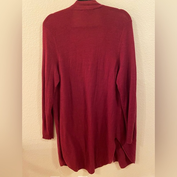 Eileen Fisher Women’s Cardigan XL; maroon; open front; Merino Wool - Picture 3 of 7